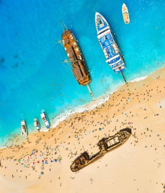 Cennet batık Beach, Zakynthos Island, Yunanistan üstten görüntülemek.