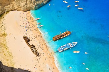 Cennet batık Beach, Zakynthos Island, Yunanistan üstten görüntülemek.