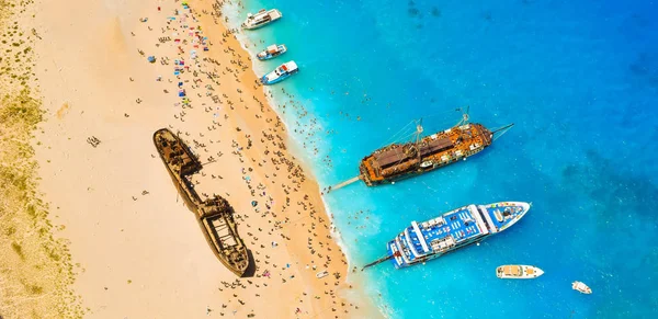 Cennet batık Beach, Zakynthos Island, Yunanistan üstten görüntülemek.