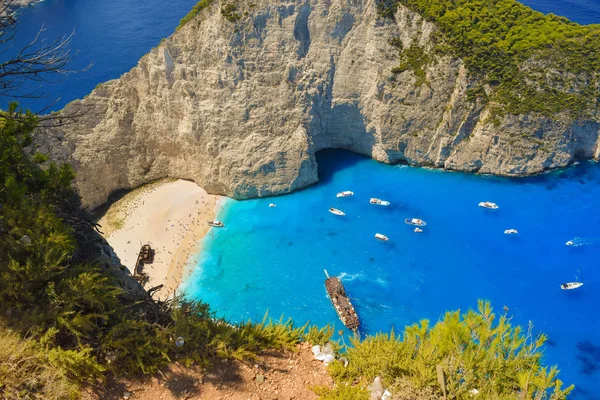 Cennet batık Beach, Zakynthos Island, Yunanistan üstten görüntülemek.