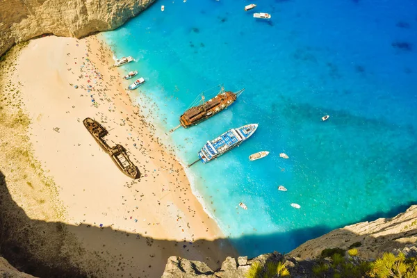 Cennet batık Beach, Zakynthos Island, Yunanistan üstten görüntülemek.