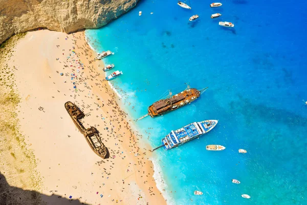 Cennet batık Beach, Zakynthos Island, Yunanistan üstten görüntülemek.