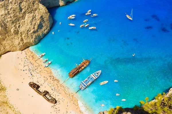 Cennet batık Beach, Zakynthos Island, Yunanistan üstten görüntülemek.