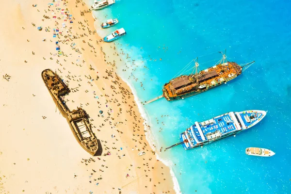 Cennet batık Beach, Zakynthos Island, Yunanistan üstten görüntülemek.
