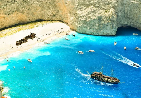 Cennet batık Beach, Zakynthos Island, Yunanistan üstten görüntülemek.