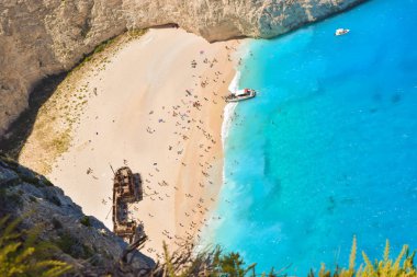 Cennet batık Beach, Zakynthos Island, Yunanistan üstten görüntülemek.