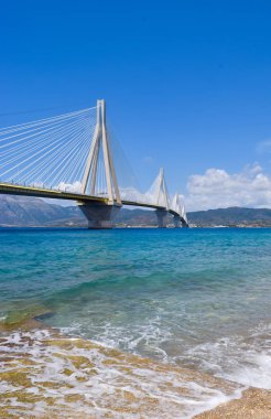 Bridge over the Corinthian Gulf, linking the peninsula Peloponessus and mainland Greece by road. clipart