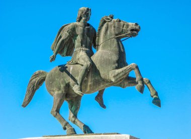 Thessaloniki, Yunanistan - 30 Temmuz 2017: Anıtı Alexander için büyük, Selanik sahilinde yer.