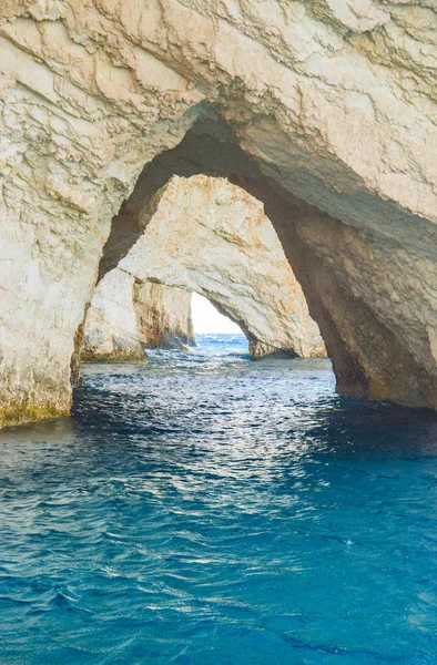 Blå Caveblue Grottor Naturligt Landmärke Zakynthos Grekland — Stockfoto