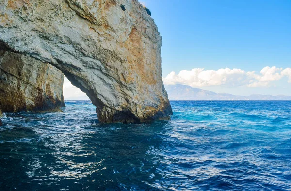 Cavernas Azuis Marco Natural Ilha Zakynthos Grécia — Fotografia de Stock