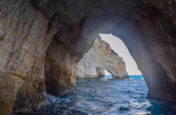 Blå Grottorna Naturligt Landmärke Zakynthos Grekland — Stockfoto