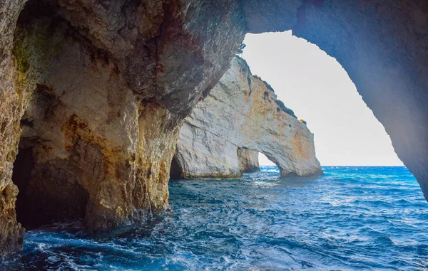 Blå Grottorna Naturligt Landmärke Zakynthos Grekland — Stockfoto