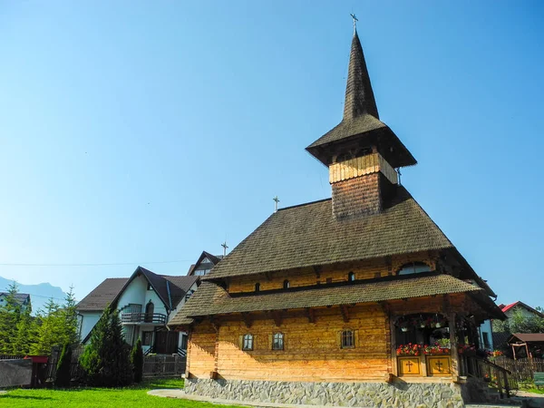Ancienne Église Bois Dans Ville Bran Roumanie — Photo