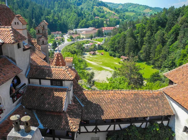 Bran Stadsbilden Utsikten Från Slottet Rumänien — Stockfoto