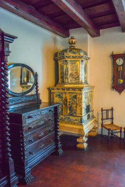 Kepek, Romanya - 4 Ağustos 2017: Bran Kalesi iç. Transilvanya.