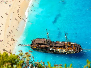 Cennet batık Beach, Zakynthos Island, Yunanistan üstten görüntülemek.
