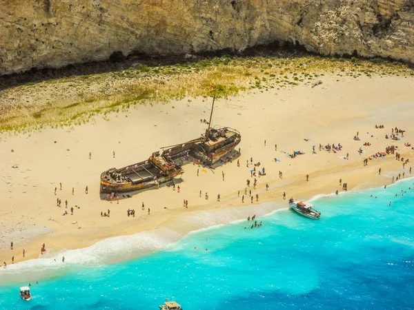 Cennet batık Beach, Zakynthos Island, Yunanistan üstten görüntülemek.