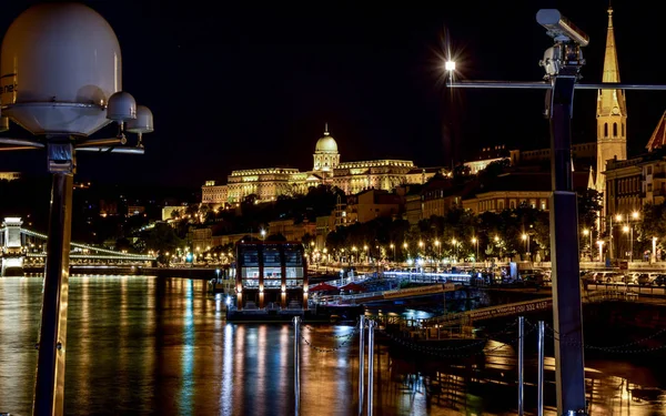 Natt Stadsbilden Budaslottet Budapest — Stockfoto