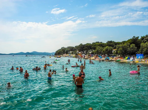 Pakostane Croatia July 2018 Vacationers Beach — Stock Photo, Image