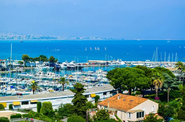 Marina Baie Des Anges Landscape Backdrop Mediterranean Sea Yachts Sailboats — Stock Photo, Image