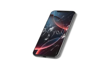 Kırık Ekran Ezilmiş Mobil Telefonlar - Beyaz arkaplanda Bozuk Ekran Cep Telefonları