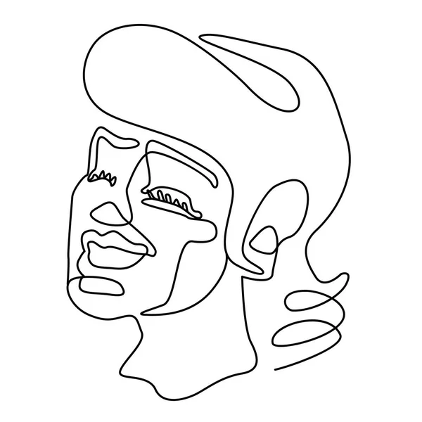 Happy Woman Laughing One Line Art Portrait. Expresión facial femenina alegre. Silueta de mujer lineal dibujada a mano. Ilustración vectorial — Vector de stock