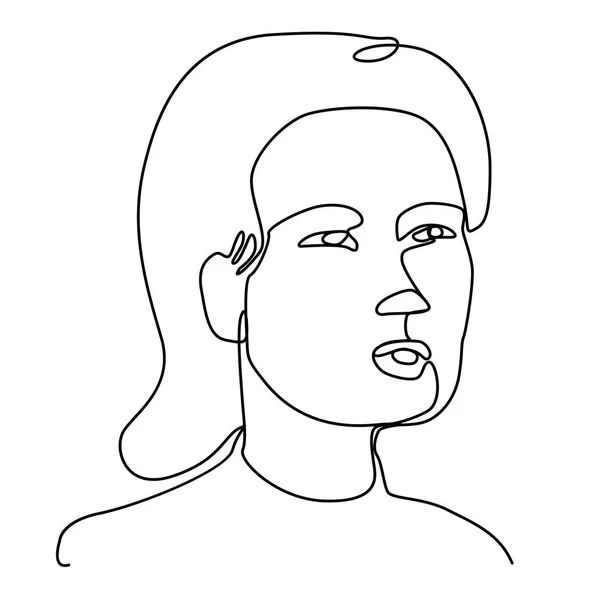 Mujer sorprendida Retrato de arte de una línea. Expresión Facial Femenina. Silueta de mujer lineal dibujada a mano. Ilustración vectorial — Vector de stock