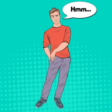 Pop Art boş cepler ile ilgili dostum. Para yok, iflas kavramı. Zavallı adam. Vektör çizim