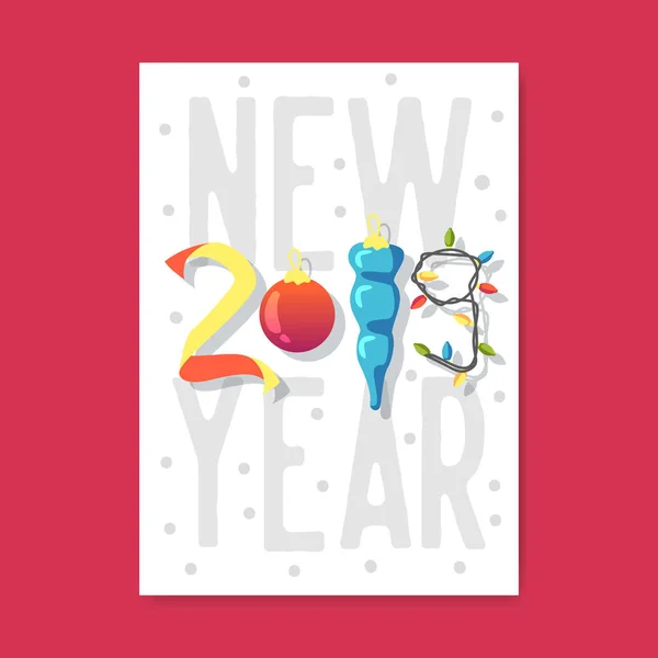 Щасливого нового року 2019 плакат. Вітальні картки, плакат, запрошення шаблон з Гарланд і новорічні кулі. Векторні ілюстрації — стоковий вектор