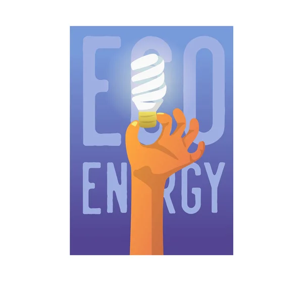 Eko energi affisch, Banner, broschyr, Flyer. Ekologi miljö koncept. Earth Day Design med glödlampa. Vektorillustration — Stock vektor