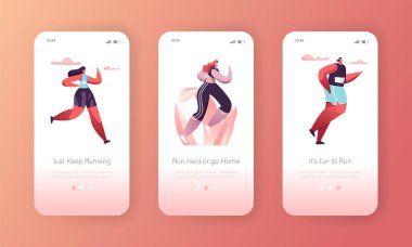 Fitness karakter egzersiz açılış sayfası şablonu ayarlayın. Sağlıklı spor eğitim egzersiz. Web sitesi veya uygulama düz çizgi film vektör çizim için maraton yaşam tarzı konsepti