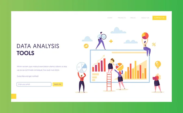 Велика цифрова маркетингова сторінка аналізу даних діаграми посадки. Результат Сео Стратегії Аналіз Презентації Chart Sofrware for Business Growth. Концепція Інтернет-агентства для веб-сайту. Плоска Векторна ілюстрація — стоковий вектор