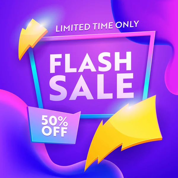 Современный плакат Flash Sale Discount. Онлайн-продвижение онлайн-ритейла Wholesale Grab Template. Молниеносный знак на дизайнерском векторном рисунке знака купона — стоковый вектор
