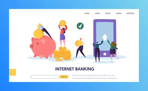 Mobiel Internet Banking betaling Transfer bestemmingspagina. Cashback onlineservice voor Bank portemonnee in de Smartphone. Elektronische transactie technologie Concept voor de Website of webpagina platte vectorillustratie — Stockvector