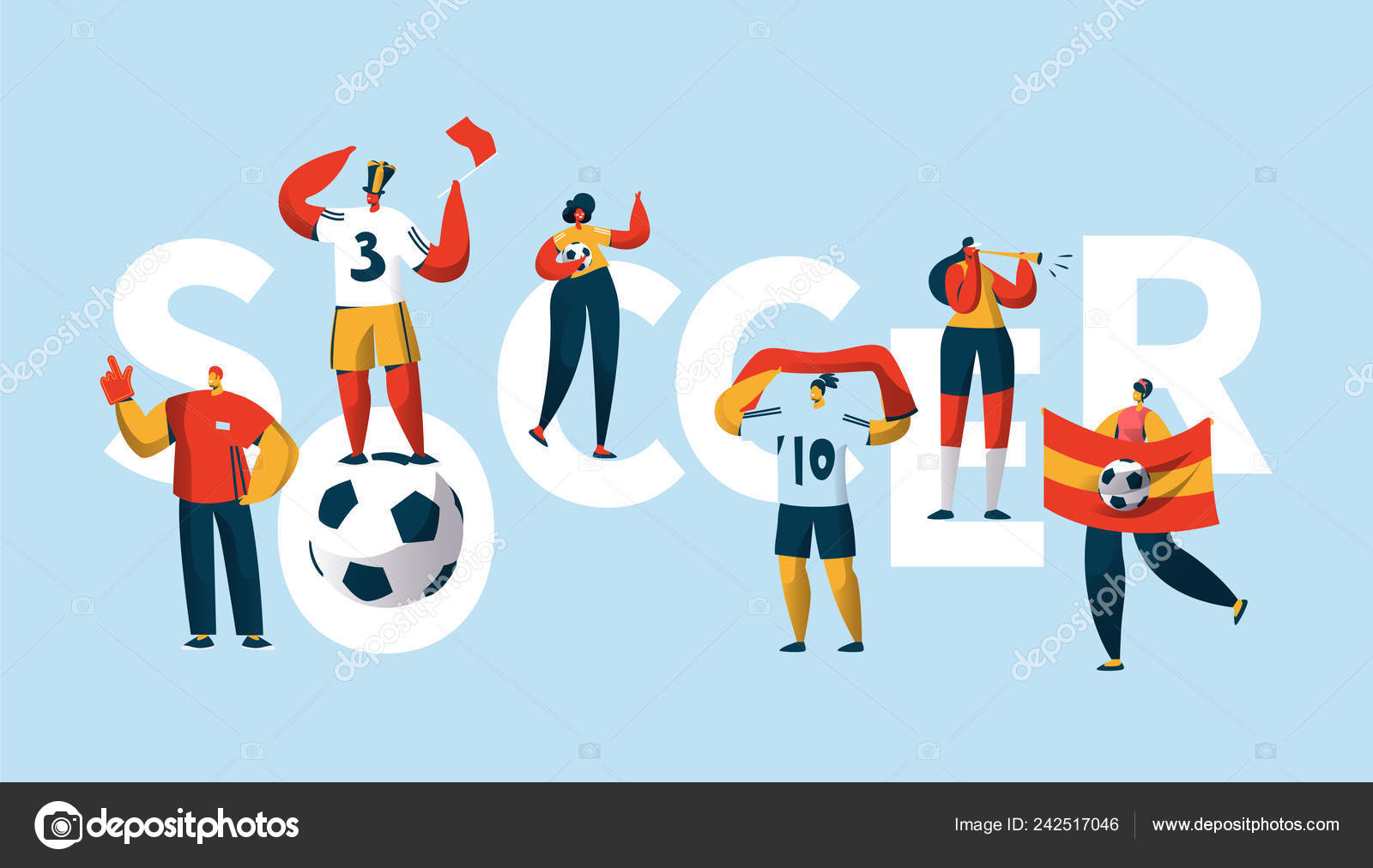 Ilustração plana de pessoas jogando futebol