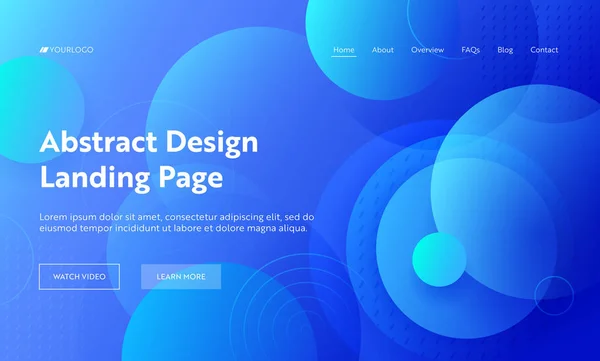 Blue Circle Abstract Shape Landing Page Fundo. Modelo de padrão de gradiente redondo mínimo digital futurista. Orb Trendy Wallpaper pano de fundo Site Web Page. Desenhos animados plano Vector Ilustração — Vetor de Stock