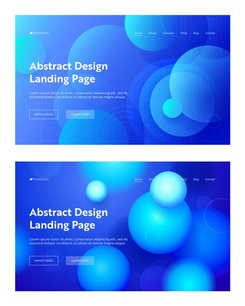 Blauer Kreis abstrakte Form Landing Page Hintergrund eingestellt. geometrisches digitales Muster minimaler Kugelgradienten. Orb bunte Hintergrundbilder Webseite Webseite. flache 3D Cartoon Vektor Illustration — Stockvektor