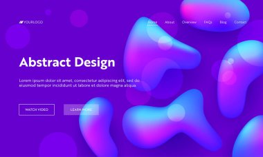 Mor soyut sıvı damla şekil açılış sayfası arka plan. Fütüristik dijital mürekkep stili degrade desen. Web sitesi Web sayfası için yaratıcı yumuşak Neon sıvı zemin. Düz çizgi film vektör çizim