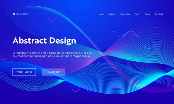 Açılış sayfası arka plan mavi soyut geometrik frekans dalga şekli. Fütüristik dijital hareket desen. Yaratıcı Neon Line zemin öğesi Web sitesi Web sayfası için. Düz çizgi film vektör çizim