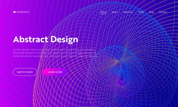 Purple Abstract Helix Shape Landing Page Background (en inglés). Patrón de gradiente de movimiento espiral digital Golden Ratio. Fondo dinámico de la plantilla colorida de Neon 3d para la ilustración del vector de la página web del Web site — Vector de stock