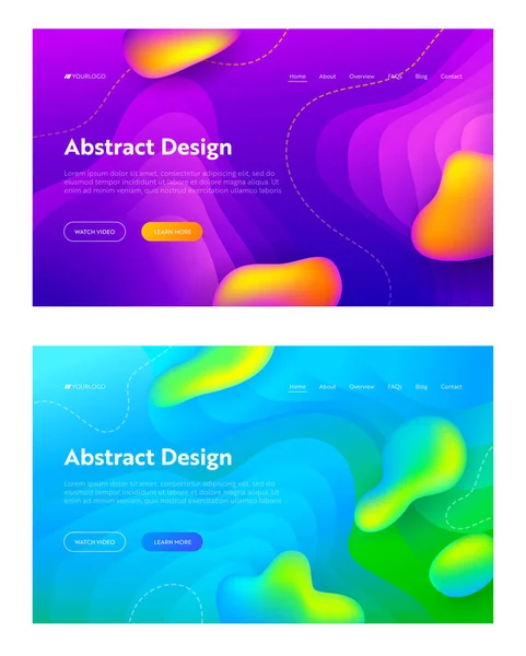 Фиолетово-голубая абстракция Жидкие капли на фоне страницы. Futuristic Wave Motion Gradient Pattern Creative Colorful Neon Art Backdrop для веб-страниц. Плоский вектор — стоковый вектор