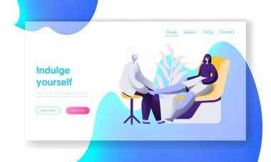 Güzellik lüks Salon. Moda pedikür yordam Elegance kadın, Bayan açılış sayfası için. Kozmetik ayak tirnagi Trendy, Glamour ve güzel web sitesi yapmak veya Web sayfası. Düz çizgi film vektör çizim