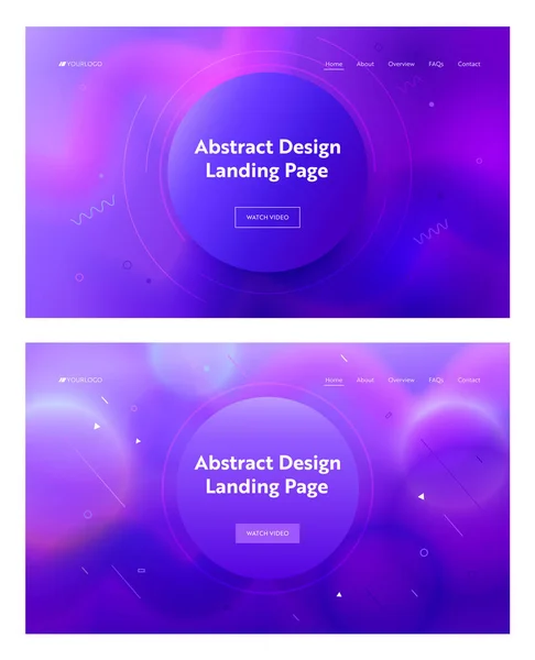 Elettrico blu astratto cerchio forma composizione Landing Page sfondo. Set di motivi geometrici a gradiente di movimento curva rosa. Elemento creativo per la pagina Web del sito Web. Illustrazione del vettore del fumetto piatto — Vettoriale Stock