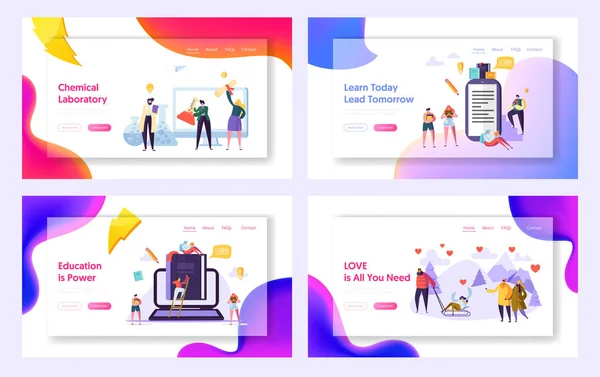 Сегодня Lead Tomorrow Landing Page Set. Центр исследований химической лаборатории. Образование - это сила характера. Love Save World или Web Page. Плоский вектор — стоковый вектор