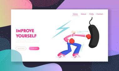Spor salonunda boks yapan genç bir kadın. Kadın Boksör Karakteri Egzersizi Güçlü Sağlıklı Vücut İçin Dövüşen Kadın Fitness Egzersizi. Web sitesi İniş Sayfası, Web Sayfası. Çizgi film Düz Vektör İllüstrasyonu, Banner