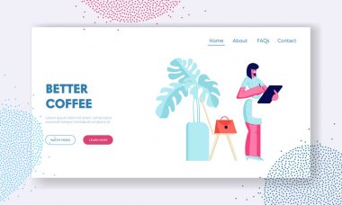 Apron Yazma Siparişi'nde Garson, Cafe'de Not Defterine. Meslek mesleği, restoran çalışanı karakter çalışması. Misafirperverlik Web Sitesi Açılış Sayfası, Web Sayfası. Karikatür Düz Vektör İllüstrasyon, Afiş