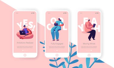 Web Sitesi veya Web Sayfası için İşe Alım ve İşe Alım Kavramı. İnsanlar Arama İş, Online Röportaj, İşe Alma Ajansı Hizmet Şablonu, Mobil App Page Onboard Ekran Seti Karikatür Düz Vektör İllüstrasyon