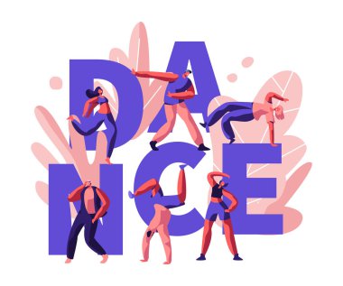 Mutlu İnsanlar Clubbing ve Dans Disko. Dj Müzik Partisi. Genç Erkek ve Kadın Karakterler Gece Kulübü, Gece Hayatı Olay Kavramı Dans. Poster, Afiş, El İlanı, Broşür. Karikatür Düz Vektör İllüstrasyon