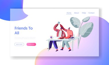 Üniversitede Ders veya Mola Üzerine Gülen ve Kandıran Öğrenciler. Yüksek Öğrenim, Üniversitede Öğrenen Arkadaşlar. Web Sitesi Açılış Sayfası, Web Sayfası. Karikatür Düz Vektör İllüstrasyon, Afiş