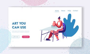 Pottery, Workshop, Ceramics Art Concept Website Landing Page. Female Character Sculpting New Utensil with Rotating Wheel, Tools and Raw Fireclay Web Page. Cartoon Flat Vector Illustration, Banner